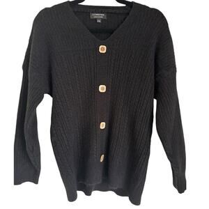Black V-Neck Cashmere Sweater